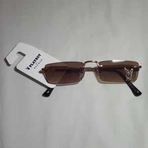 Playboy×Pacsun brown square rimless sunglasses